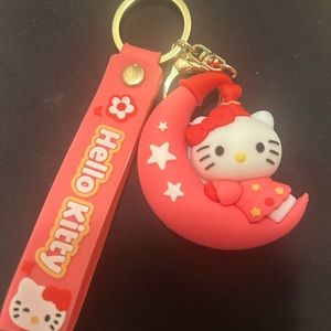 Hello kitty pijama on the moon bed time cute key chain
